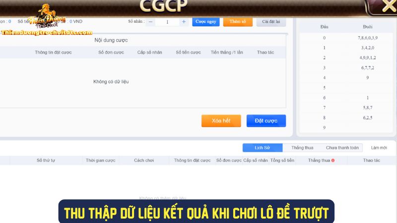 Lấy dữ liệu kết quả khi chơi lô trượt