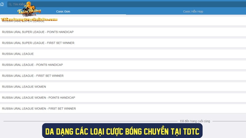 Nhiều loại hình cược bóng chuyền hấp dẫn