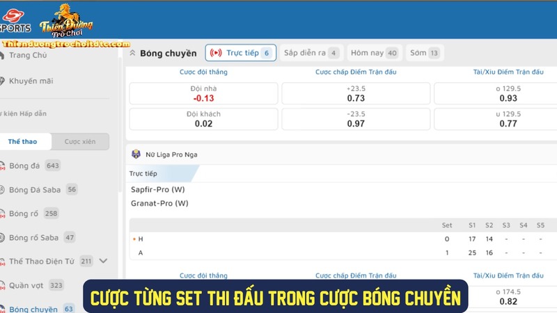 Tham gia cược từng set thi đấu hấp dẫn