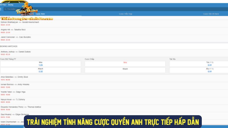 Tham gia tính năng cược trực tiếp hấp dẫn