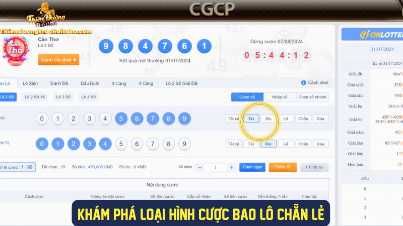 Trải nghiệm loại hình cược bao lô chẵn lẻ